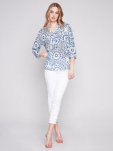 Load image into Gallery viewer, mandarin collar print blouse
