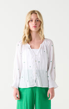 Load image into Gallery viewer, green distsy flower embroidered blouse
