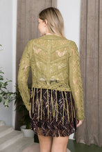 Load image into Gallery viewer, olive lace fringe jacket
