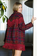 Load image into Gallery viewer, red plaid fringe jacket
